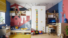 Детская комната Клаксон без машинок (Белый/корпус Клен) в Тамбове - tambov.katalogmebeli.com | фото