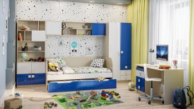 Детская комната Скай Люкс (Синий/Белый/корпус Клен) в Тамбове - tambov.katalogmebeli.com | фото