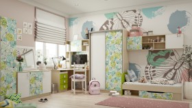 Детская комната Твит (Белый/Зеленый/корпус Клен) в Тамбове - tambov.katalogmebeli.com | фото