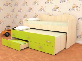 Кровать детская Нимфа двухместная 2.0 Дуб молочный/Лайм в Тамбове - tambov.katalogmebeli.com | фото