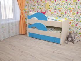 Кровать детская Радуга 1600 Млечный дуб/Голубой в Тамбове - tambov.katalogmebeli.com | фото