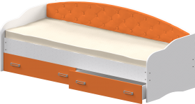Кровать Софа-7 с мягкой спинкой (800х1900) Белый/Оранжевый в Тамбове - tambov.katalogmebeli.com | фото