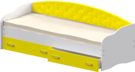 Кровать Софа-7 с мягкой спинкой (800х2000) Белый/Желтый в Тамбове - tambov.katalogmebeli.com | фото