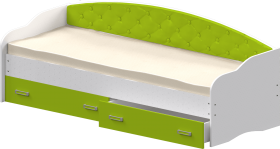 Кровать Софа-7 с мягкой спинкой (800х2000) Белый/Лайм в Тамбове - tambov.katalogmebeli.com | фото