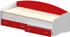 Кровать Софа-8 с мягкой спинкой (900х1900) Белый/Красный в Тамбове - tambov.katalogmebeli.com | фото