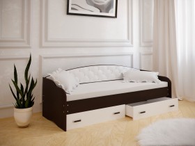 Кровать Софа-8 с мягкой спинкой (900х1900) Венге/ Белый в Тамбове - tambov.katalogmebeli.com | фото
