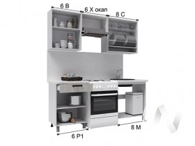 Кухня Салли 2.0 м с окапом (белый/сандал белый, серый/26 мм/дуб вотан) в Тамбове - tambov.katalogmebeli.com | фото 3
