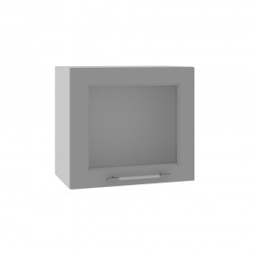 Квадро ВПГС 500 шкаф верхний горизонтальный со стеклом высокий (Ваниль кожа/корпус Серый) в Тамбове - tambov.katalogmebeli.com | фото