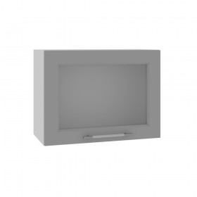 Квадро ВПГС 600 шкаф верхний горизонтальный со стеклом высокий (Ваниль кожа/корпус Серый) в Тамбове - tambov.katalogmebeli.com | фото