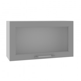 Квадро ВПГС 800 шкаф верхний горизонтальный со стеклом высокий (Ваниль кожа/корпус Серый) в Тамбове - tambov.katalogmebeli.com | фото