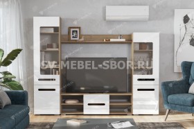 Мебель для гостиной МГС 6 (Исполнение 1/Дуб золотой/Белый глянец) в Тамбове - tambov.katalogmebeli.com | фото