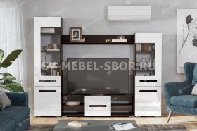 Мебель для гостиной МГС 6 (Исполнение 1/Венге/Белый глянец) в Тамбове - tambov.katalogmebeli.com | фото 1