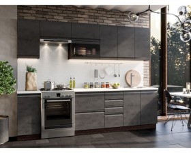 Модульная кухня Бруклин 2,8 м (Бетон черный/Венге) в Тамбове - tambov.katalogmebeli.com | фото