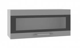 Норд ШВГС 800 Шкаф верхний горизонтальный со стеклом (Софт черный/корпус Белый) в Тамбове - tambov.katalogmebeli.com | фото