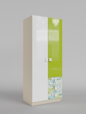 Шкаф 2-х створчатый с ящиками Твит (Белый/Зеленый/корпус Клен) в Тамбове - tambov.katalogmebeli.com | фото