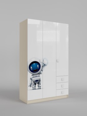 Шкаф 3-х створчатый с ящиками Санни (Белый/корпус Клен) в Тамбове - tambov.katalogmebeli.com | фото