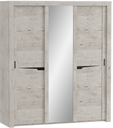 Шкаф трехдверный Соренто с раздвижными дверями Дуб бонифаций/Кофе структурный матовый в Тамбове - tambov.katalogmebeli.com | фото