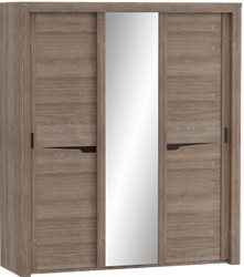 Шкаф трехдверный Соренто с раздвижными дверями Дуб стирлинг/Кофе структурный матовый в Тамбове - tambov.katalogmebeli.com | фото